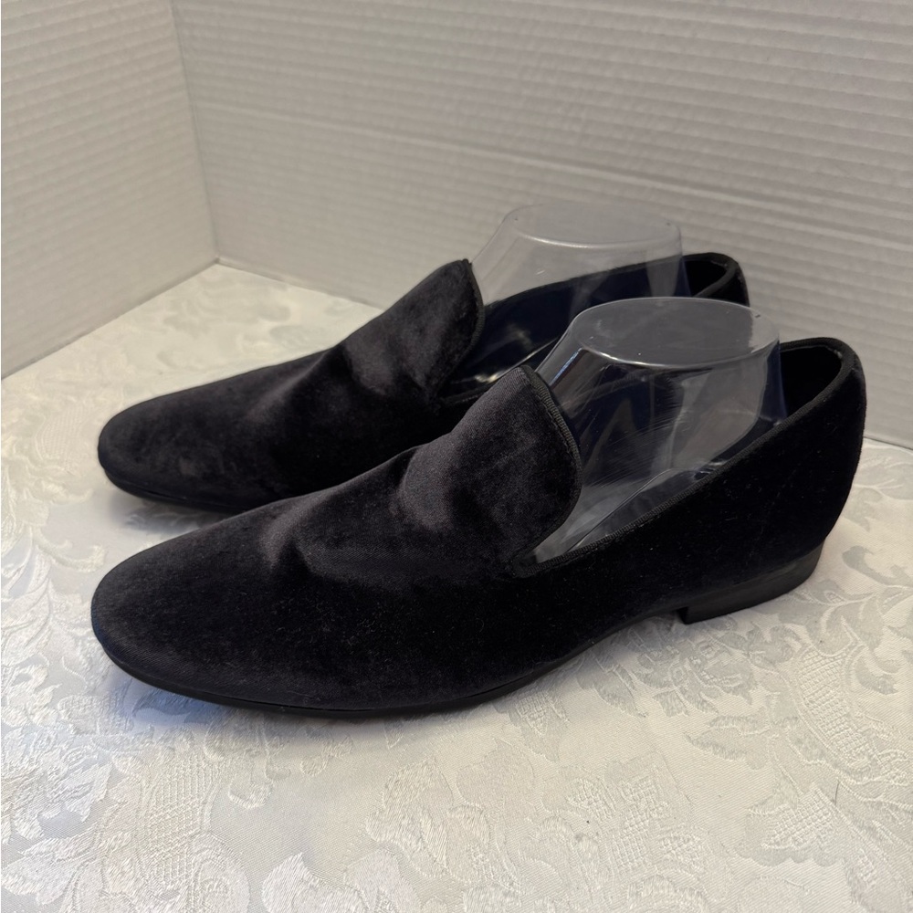 Steve Madden Men’s 8 Laight black velvet loafer smoking slipper shoe sleek